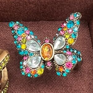 Heidi Daus “Monarch Magic” Multicolor Crystal Butterfly Ring Size 10